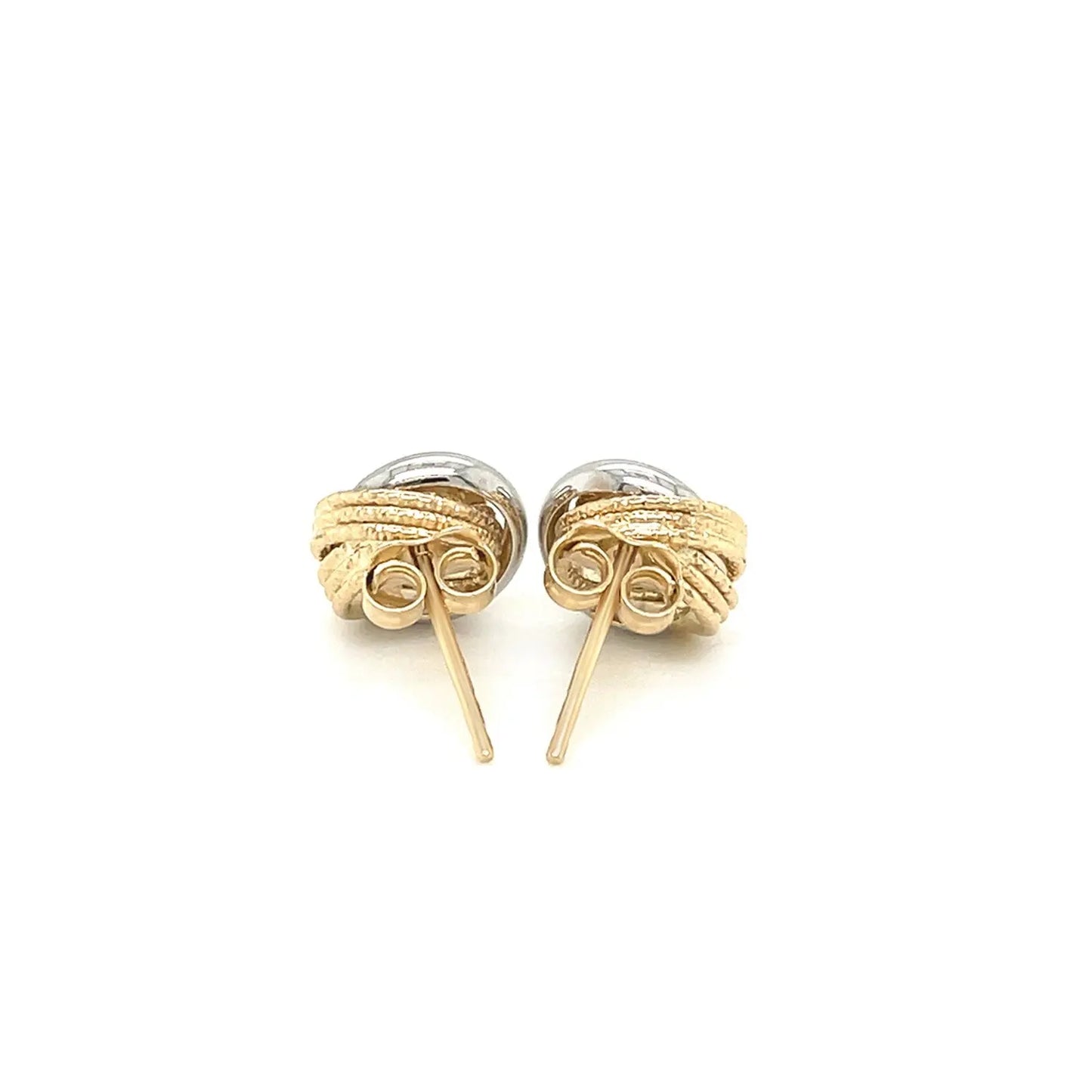 14k Two-Tone Gold Multi-Textured Open Circle Style Entwined Earrings RCJ Earrings  CELESTIA LUXE JEWELLERS