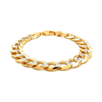14k Two Tone Gold Pave Curb Bracelet (12.18 mm) RCJ Bracelets  CELESTIA LUXE JEWELLERS