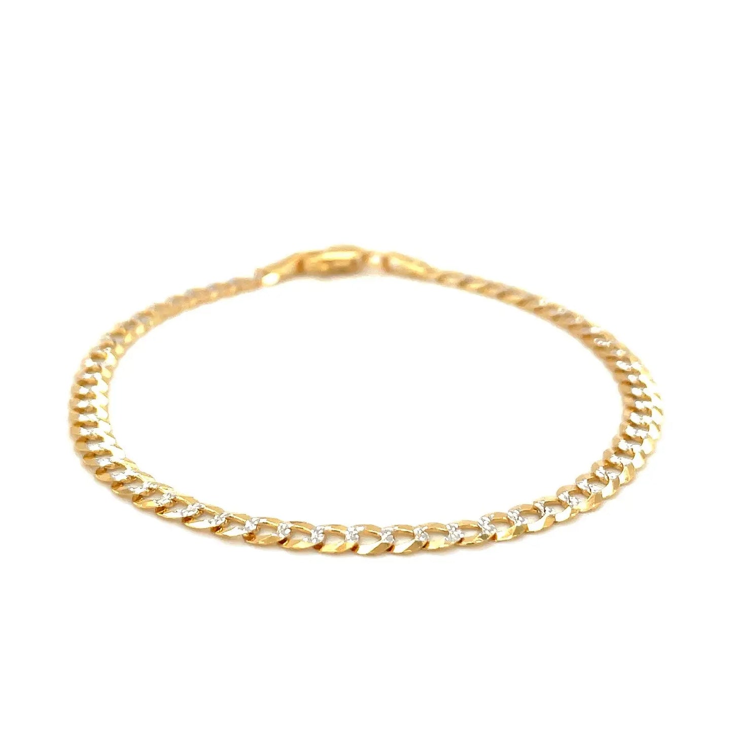 14k Two Tone Gold Pave Curb Bracelet (3.60 mm) RCJ Bracelets  CELESTIA LUXE JEWELLERS