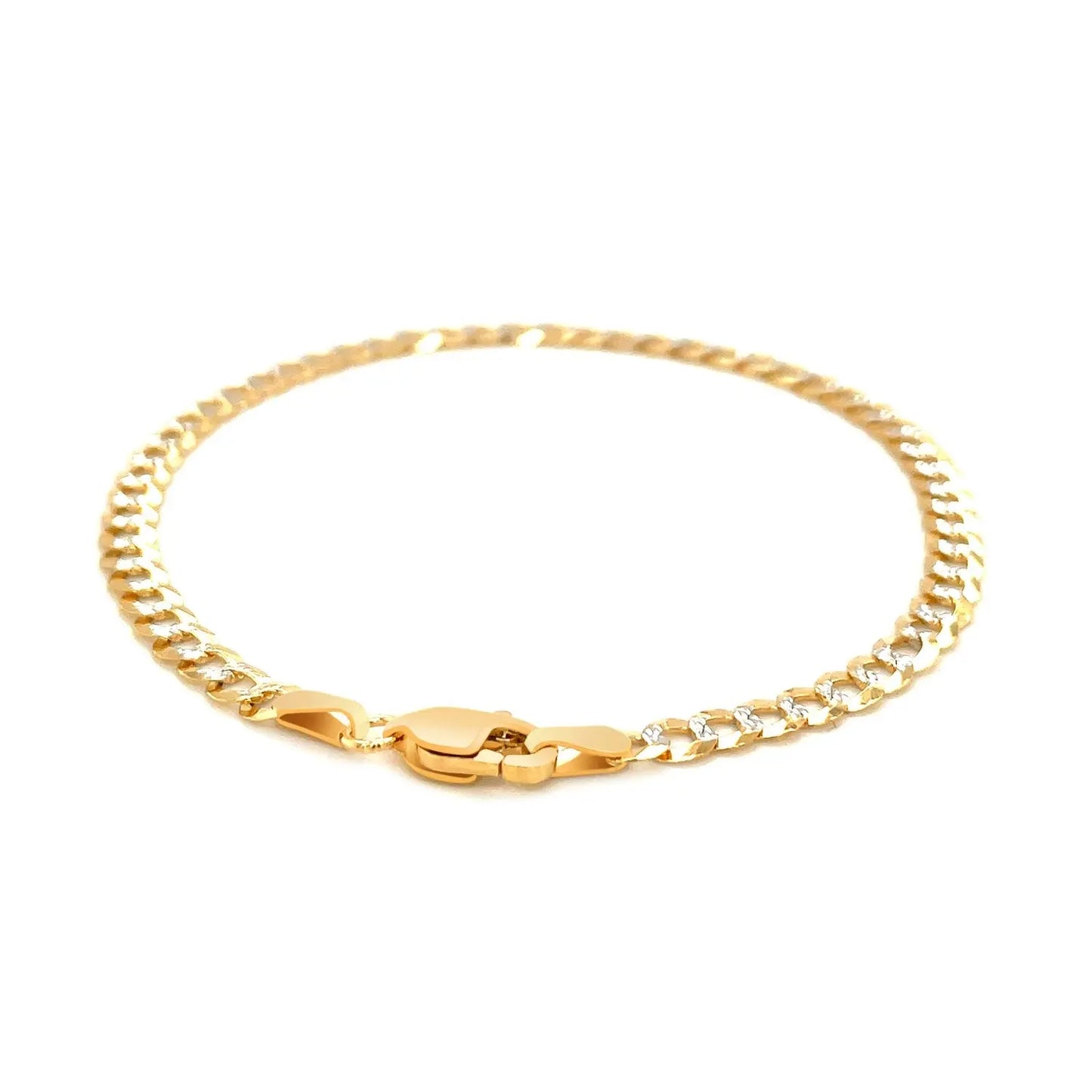 14k Two Tone Gold Pave Curb Bracelet (3.60 mm) RCJ Bracelets  CELESTIA LUXE JEWELLERS