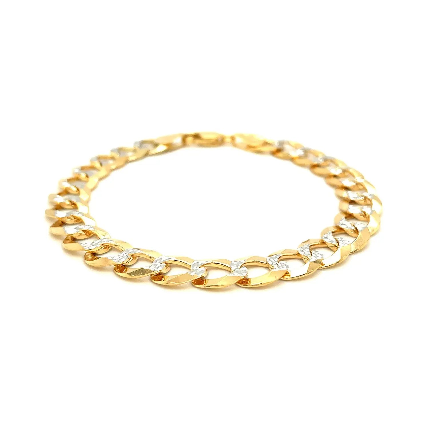 14k Two Tone Gold Pave Curb Bracelet (9.70 mm) RCJ Bracelets  CELESTIA LUXE JEWELLERS