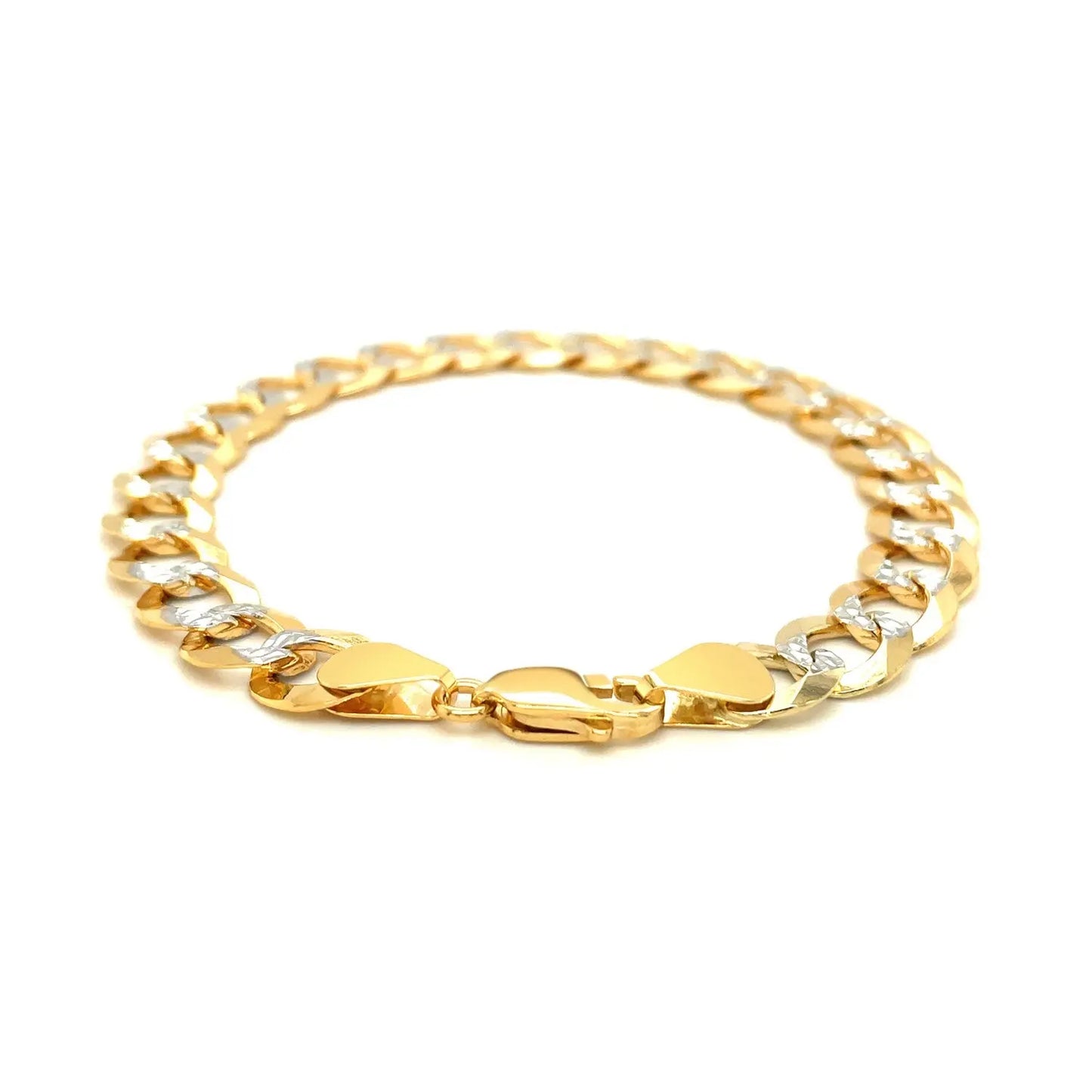 14k Two Tone Gold Pave Curb Bracelet (9.70 mm) RCJ Bracelets  CELESTIA LUXE JEWELLERS
