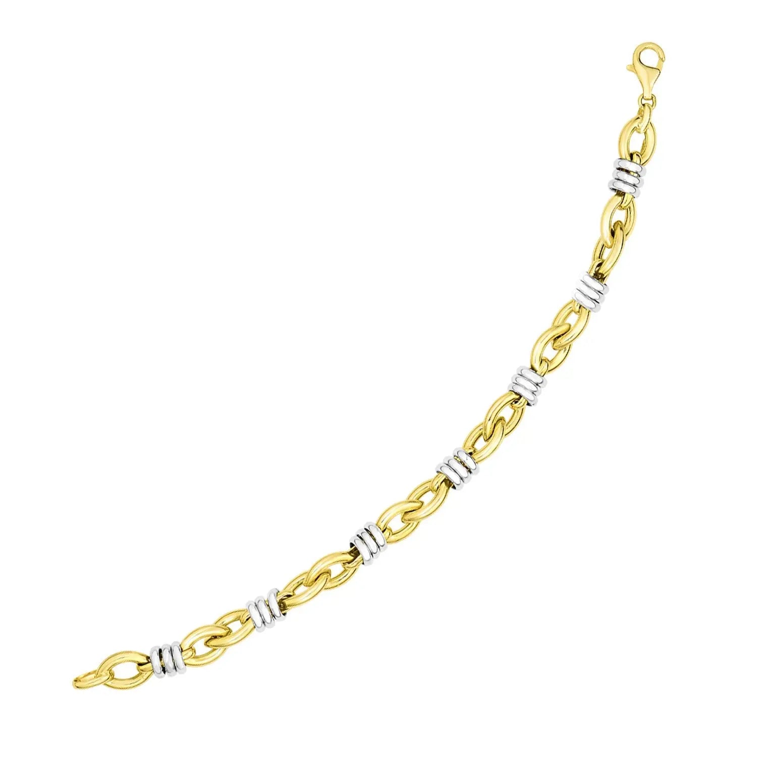 14k Two-Tone Gold Ring-Wrapped Marquis Shape Link Bracelet (8.85 mm) RCJ Bracelets  CELESTIA LUXE JEWELLERS