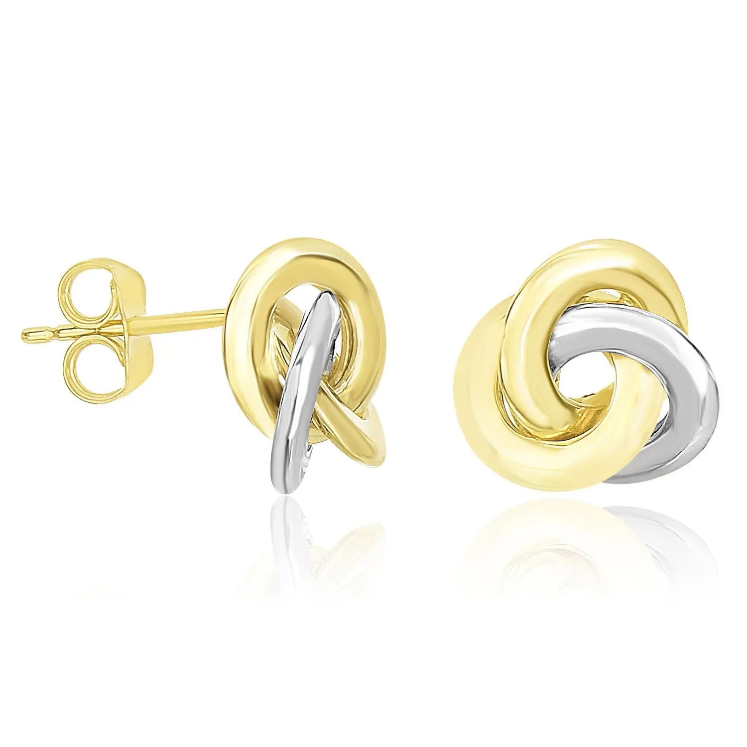 14k Two-Tone Gold Shiny Intertwined Open Circle Earrings RCJ Earrings  CELESTIA LUXE JEWELLERS