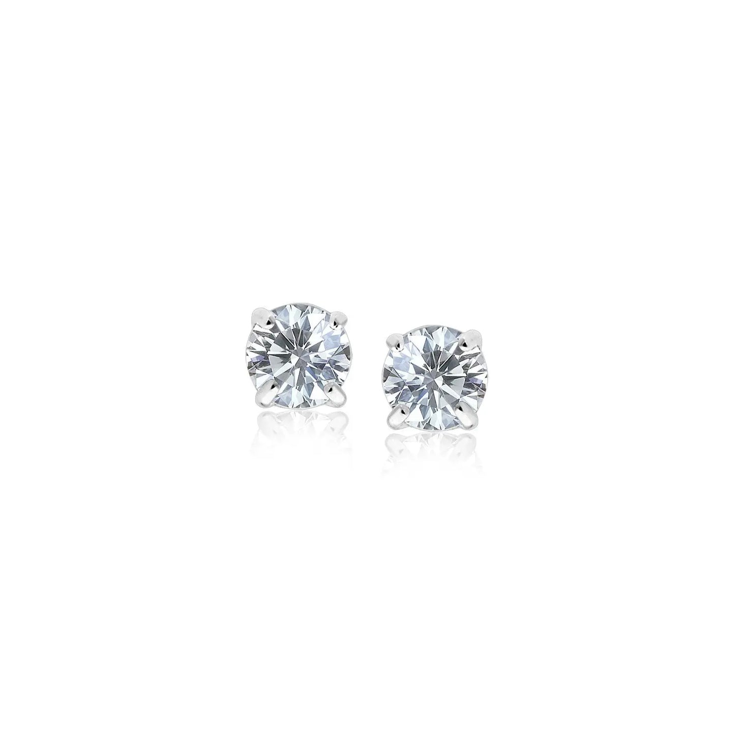 14k White Gold 3mm Faceted White Cubic Zirconia Stud Earrings RCJ Earrings  CELESTIA LUXE JEWELLERS