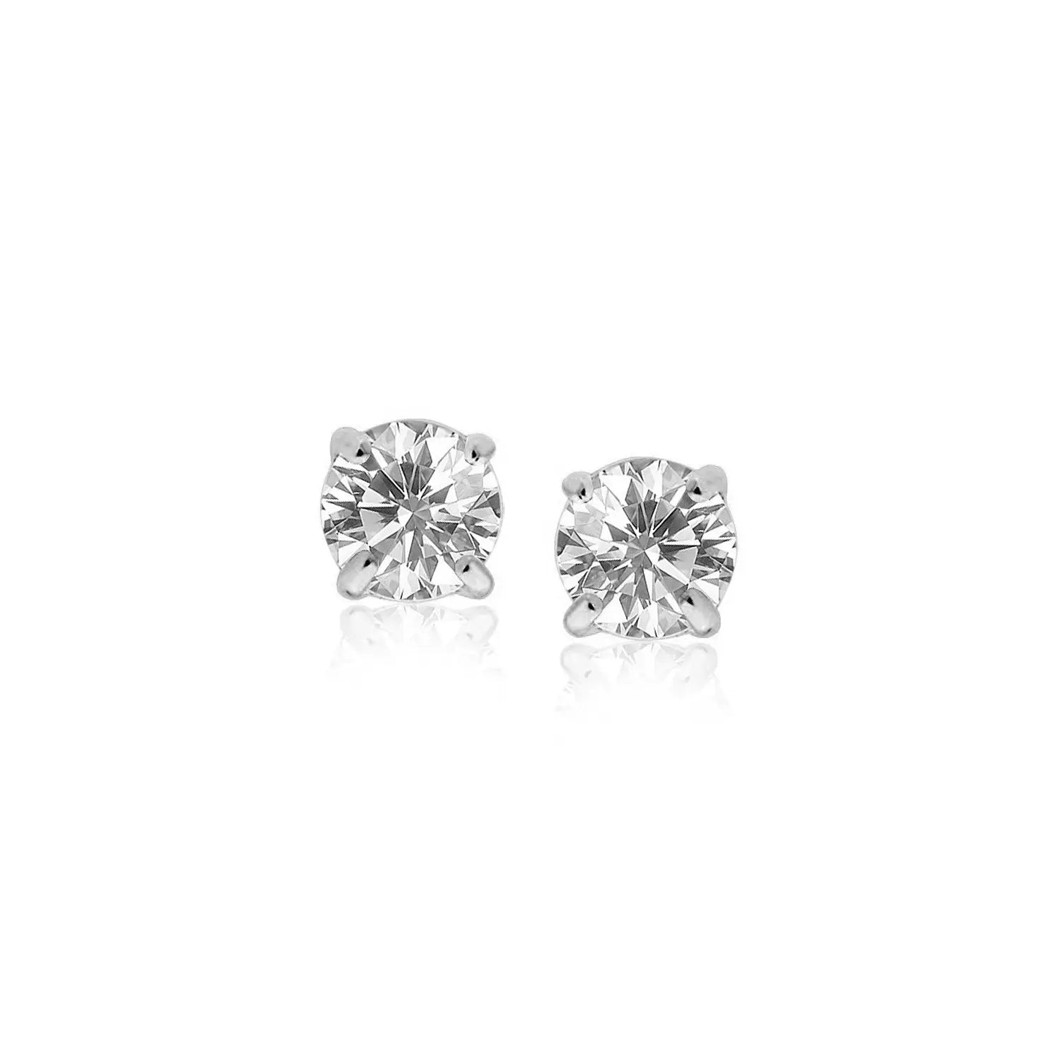 14k White Gold 4mm Faceted White Cubic Zirconia Stud Earrings(4mm) RCJ Earrings  CELESTIA LUXE JEWELLERS