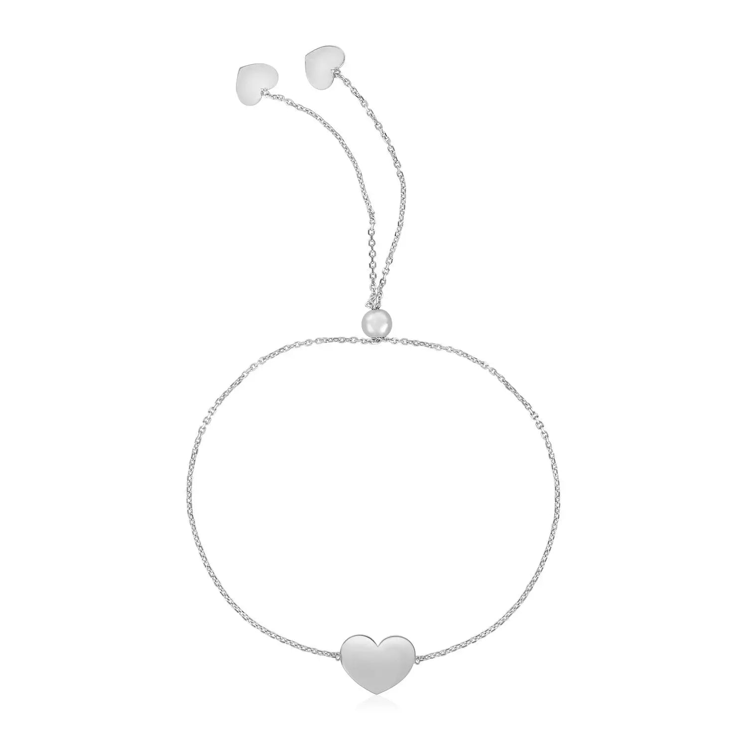 14k White Gold Adjustable Heart Bracelet (0.90 mm) RCJ Bracelets  CELESTIA LUXE JEWELLERS