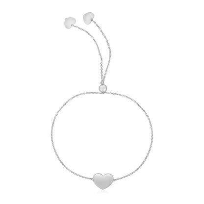 14k White Gold Adjustable Heart Bracelet (0.90 mm) RCJ Bracelets  CELESTIA LUXE JEWELLERS