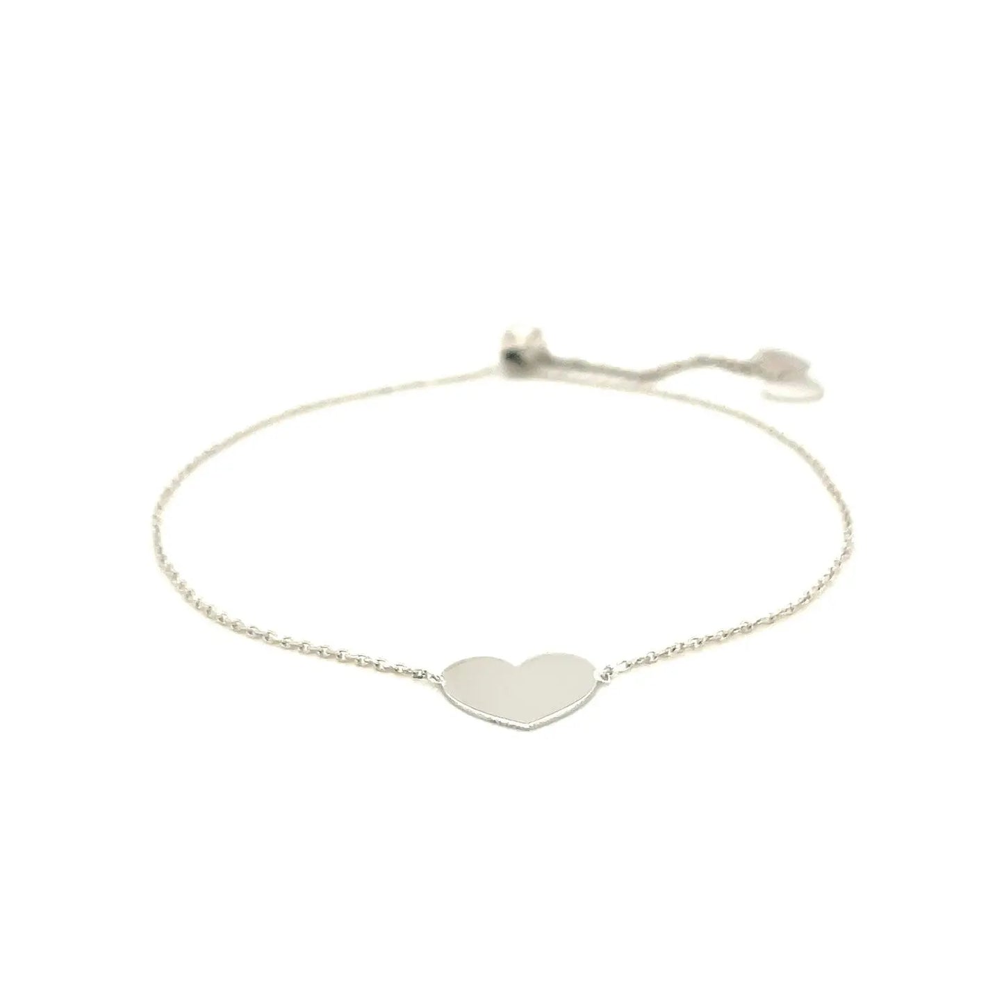 14k White Gold Adjustable Heart Bracelet (0.90 mm) RCJ Bracelets  CELESTIA LUXE JEWELLERS