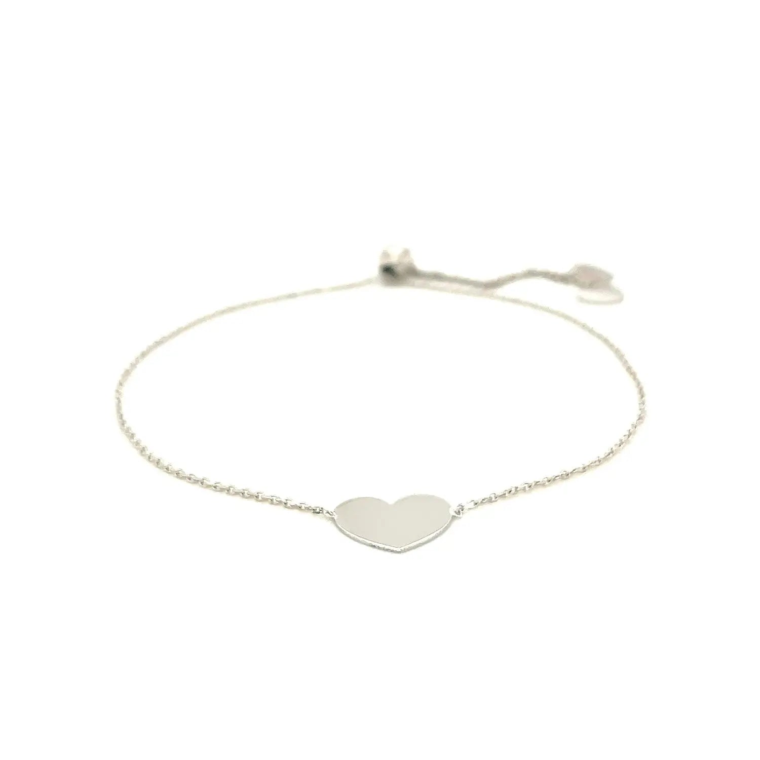 14k White Gold Adjustable Heart Bracelet (0.90 mm) RCJ Bracelets  CELESTIA LUXE JEWELLERS