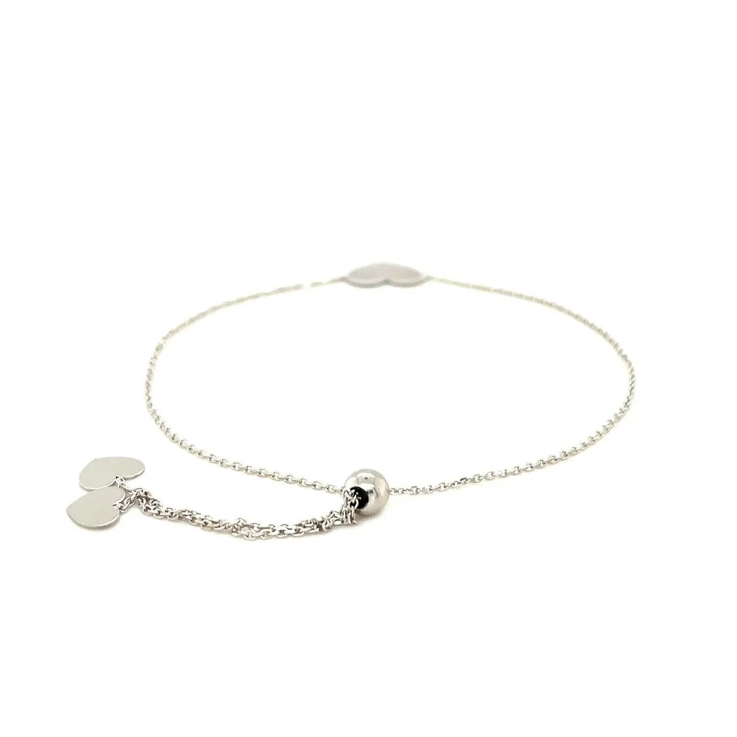 14k White Gold Adjustable Heart Bracelet (0.90 mm) RCJ Bracelets  CELESTIA LUXE JEWELLERS