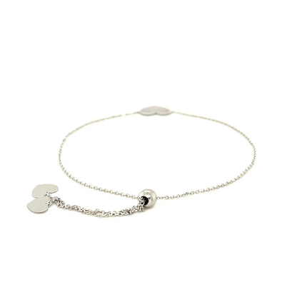 14k White Gold Adjustable Heart Bracelet (0.90 mm) RCJ Bracelets  CELESTIA LUXE JEWELLERS