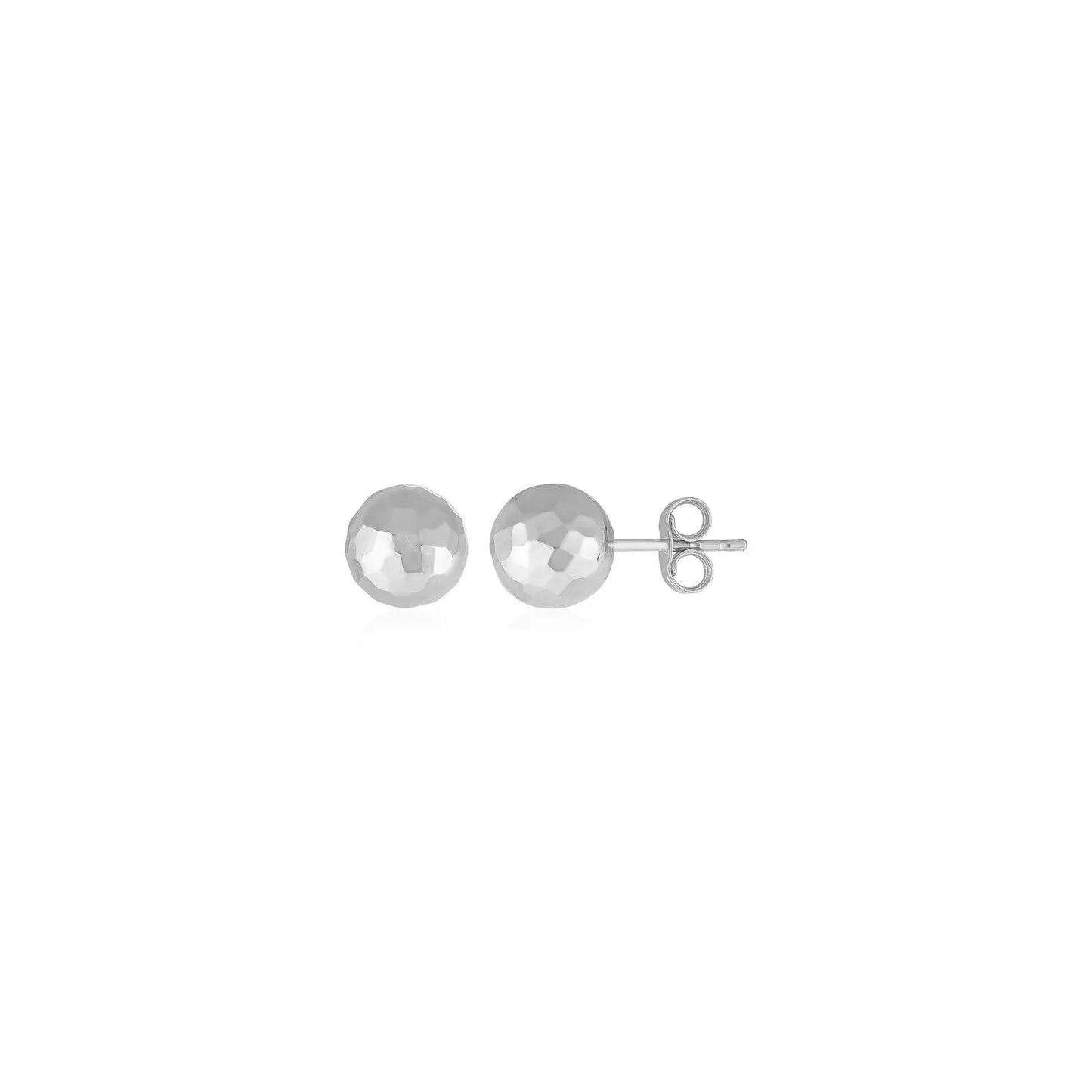 14k White Gold Ball Earrings with Faceted Texture(7mm) RCJ Earrings  CELESTIA LUXE JEWELLERS