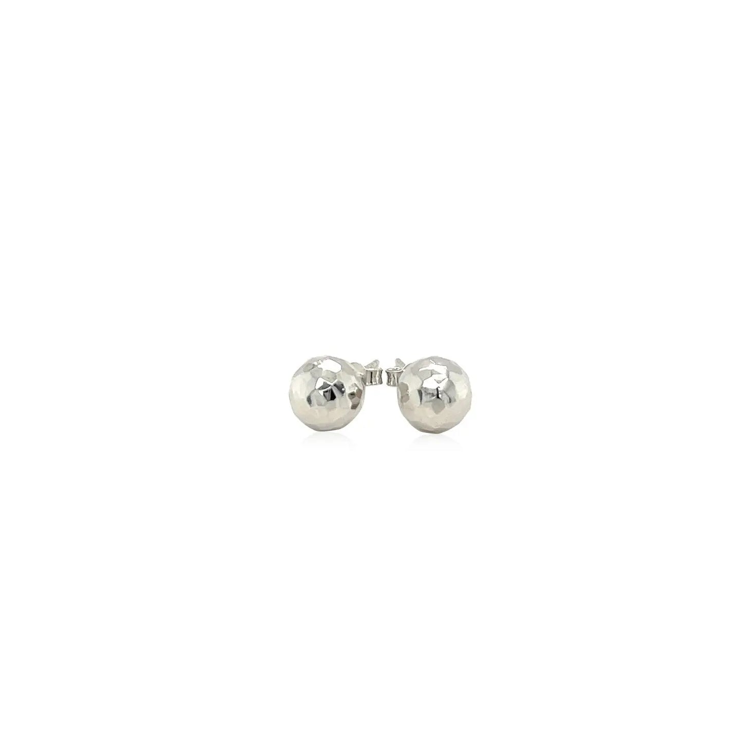14k White Gold Ball Earrings with Faceted Texture(7mm) RCJ Earrings  CELESTIA LUXE JEWELLERS