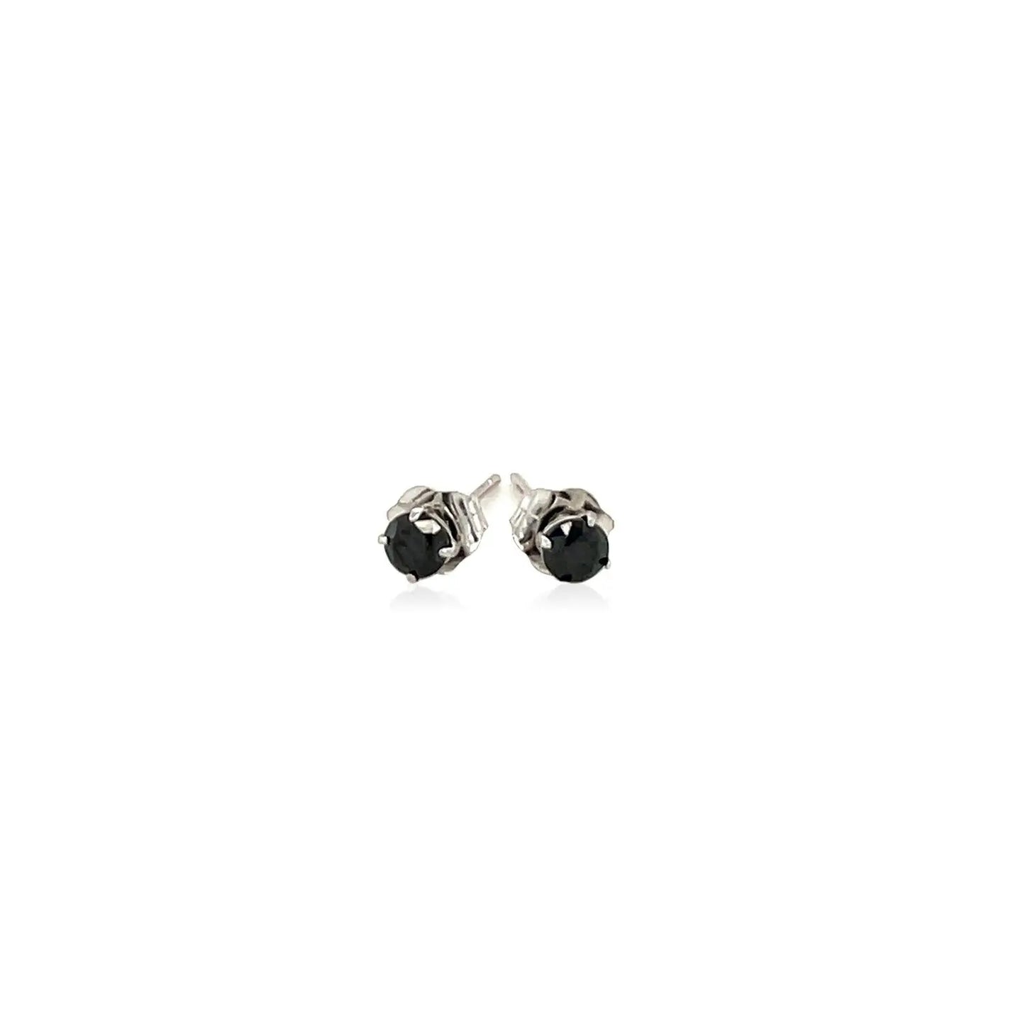 14k White Gold Black 3mm Faceted Cubic Zirconia Stud Earrings RCJ Earrings  CELESTIA LUXE JEWELLERS