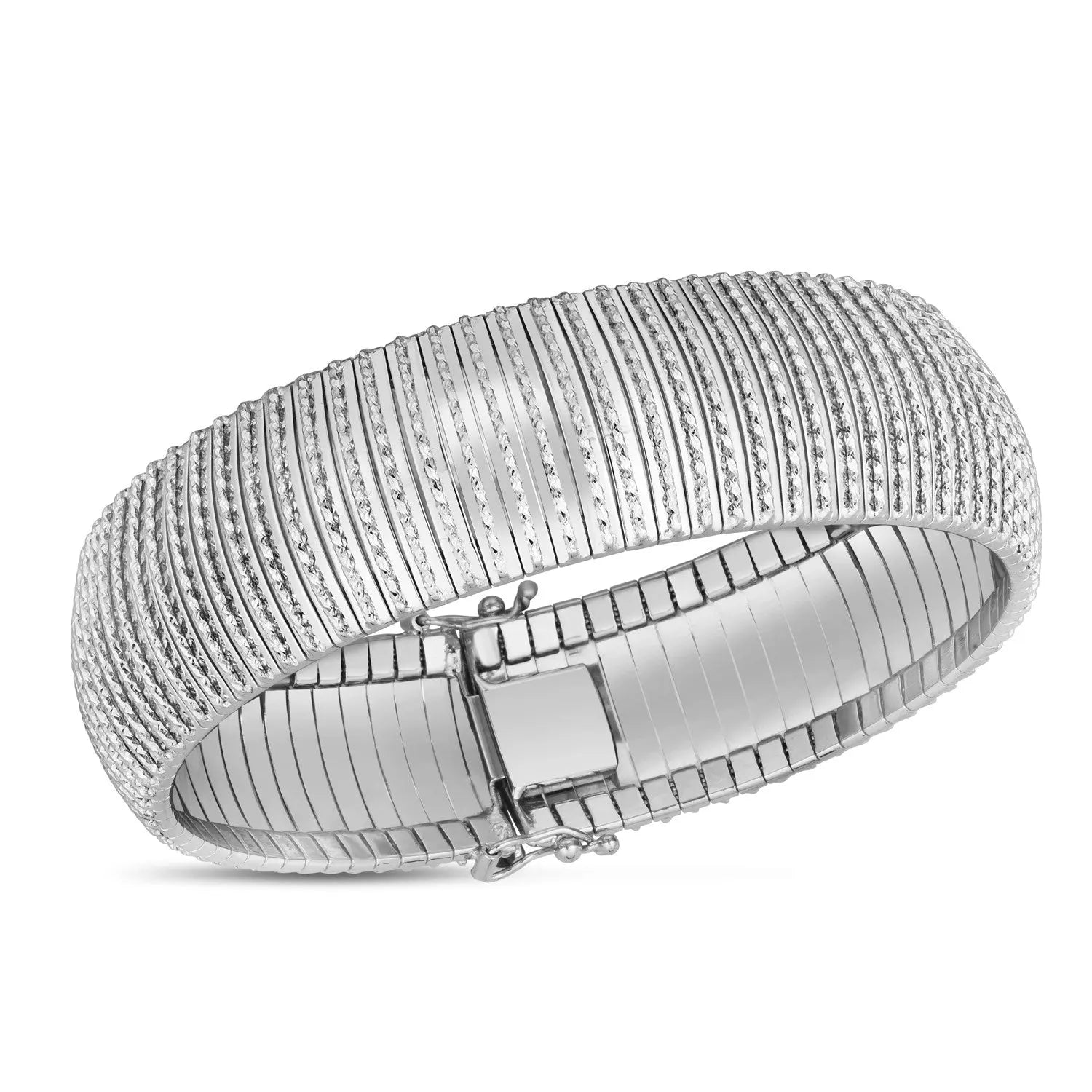 14k White Gold Bold Diamante Flex Bracelet (17.10 mm) RCJ Bracelets  CELESTIA LUXE JEWELLERS