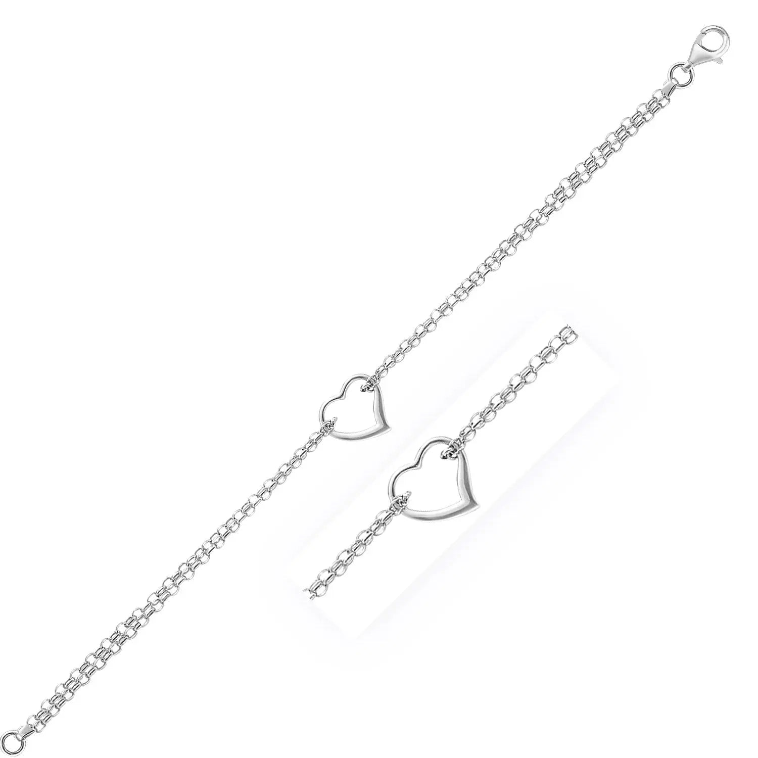 14k White Gold Cable Chain Anklet with Open Heart Station RCJ Anklets  CELESTIA LUXE JEWELLERS