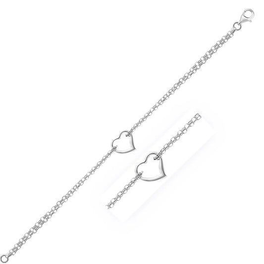 14k White Gold Cable Chain Anklet with Open Heart Station RCJ Anklets  CELESTIA LUXE JEWELLERS