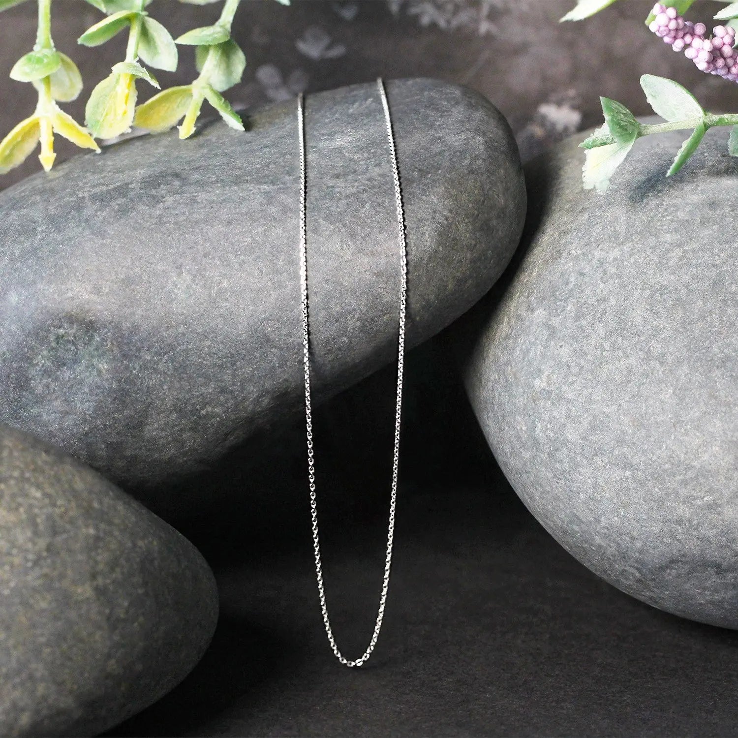 14k White Gold Cable Link Chain (0.50 mm) RCJ Chains  CELESTIA LUXE JEWELLERS