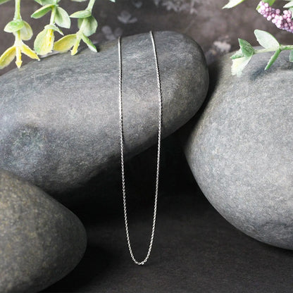 14k White Gold Cable Link Chain (0.50 mm) RCJ Chains  CELESTIA LUXE JEWELLERS