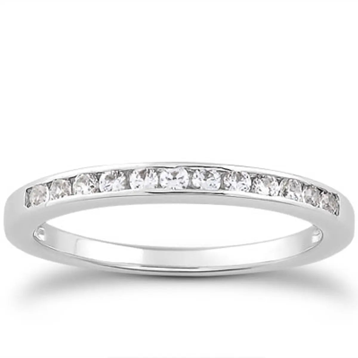 14k White Gold Channel Set Diamond Wedding Ring Band Set 1/3 Around RCJ Rings  CELESTIA LUXE JEWELLERS