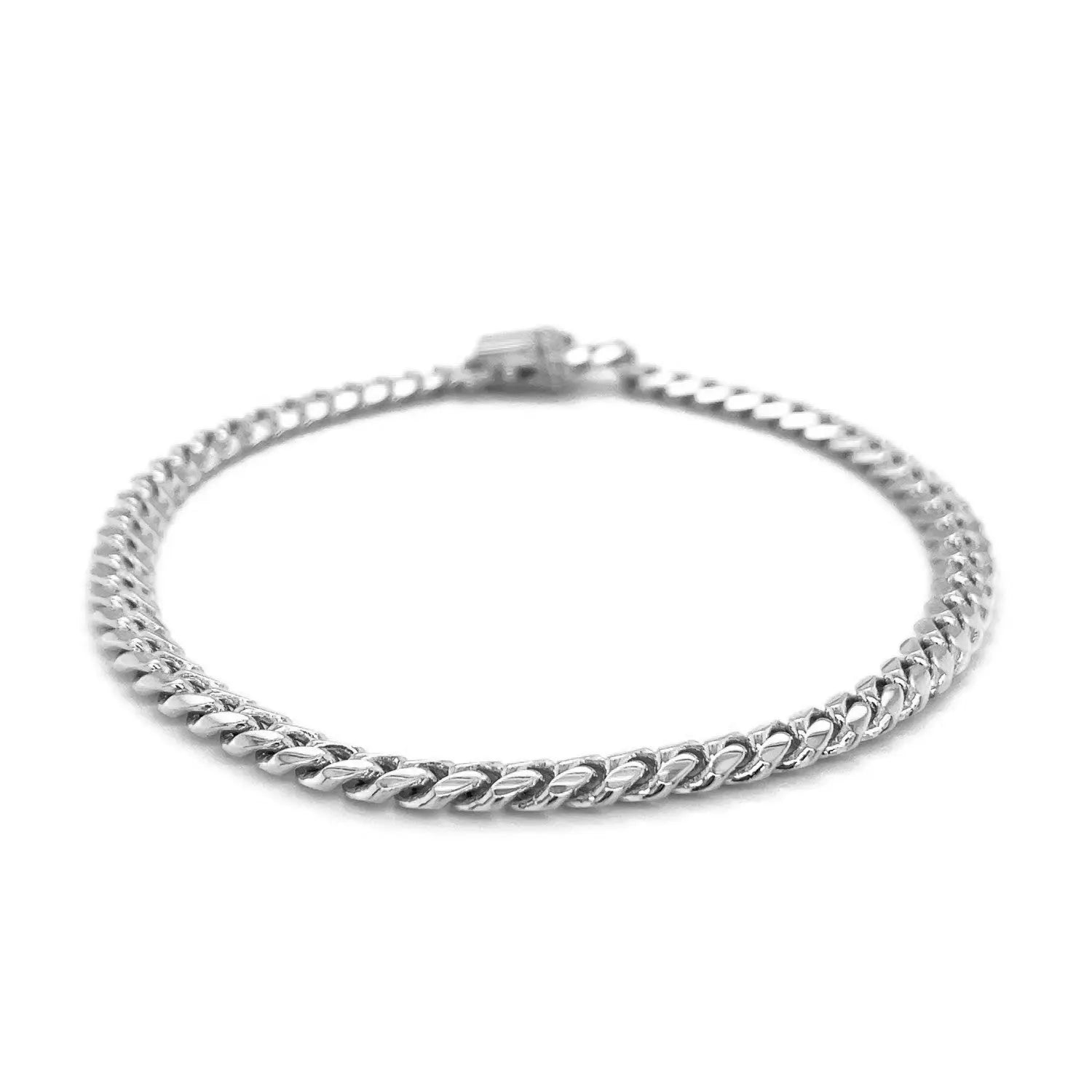 14k White Gold Classic Miami Cuban Solid Bracelet (5.00 mm) RCJ Bracelets  CELESTIA LUXE JEWELLERS