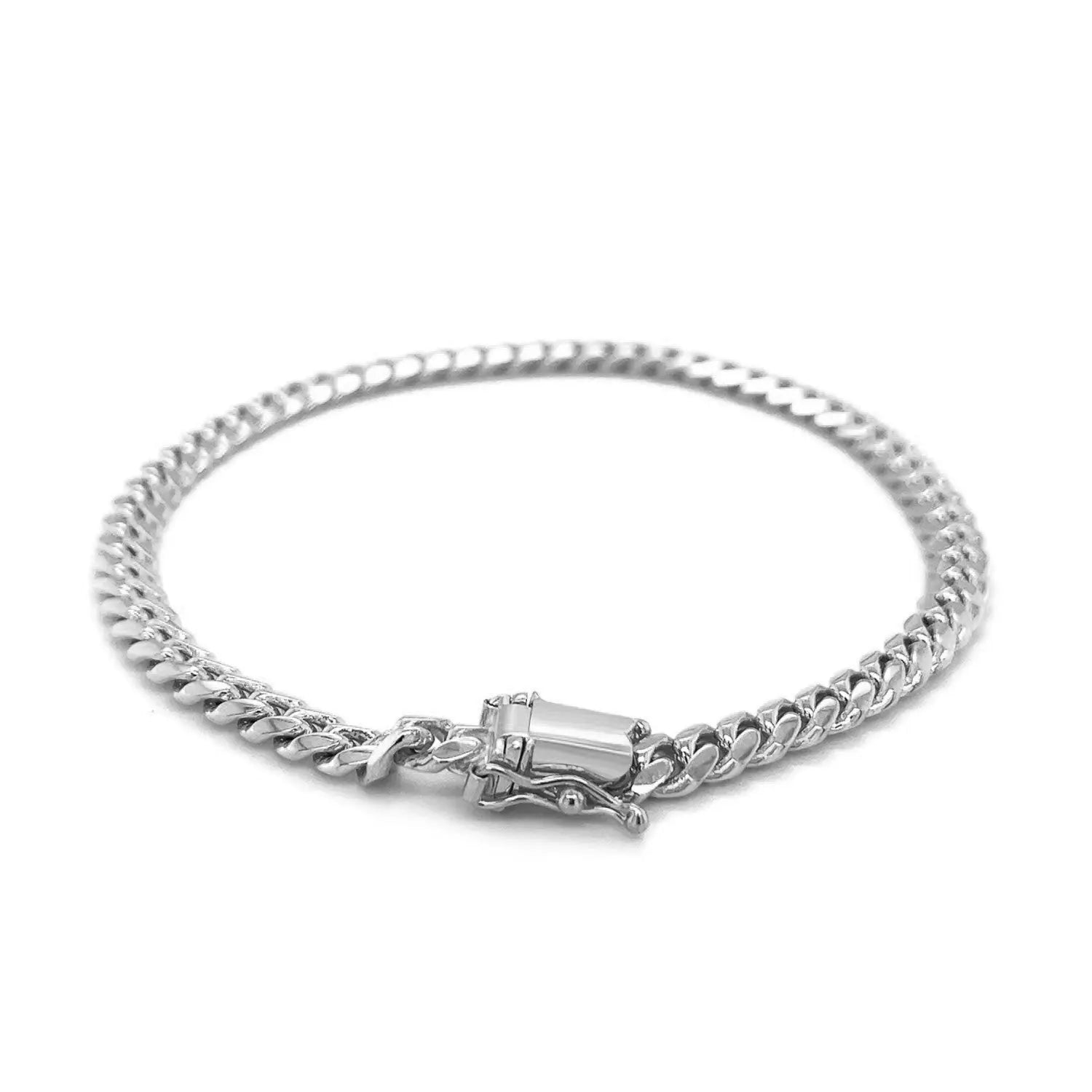 14k White Gold Classic Miami Cuban Solid Bracelet (5.00 mm) RCJ Bracelets  CELESTIA LUXE JEWELLERS