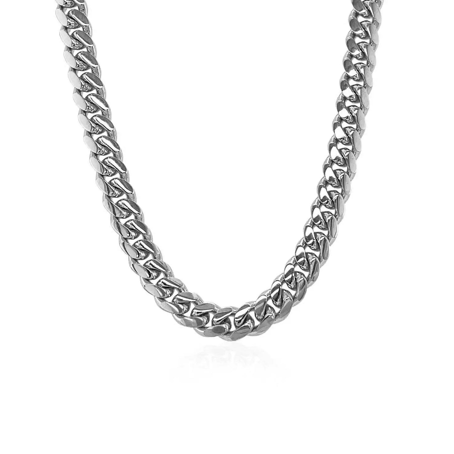 14k White Gold Classic Miami Cuban Solid Chain (5.00 mm) RCJ Chains  CELESTIA LUXE JEWELLERS