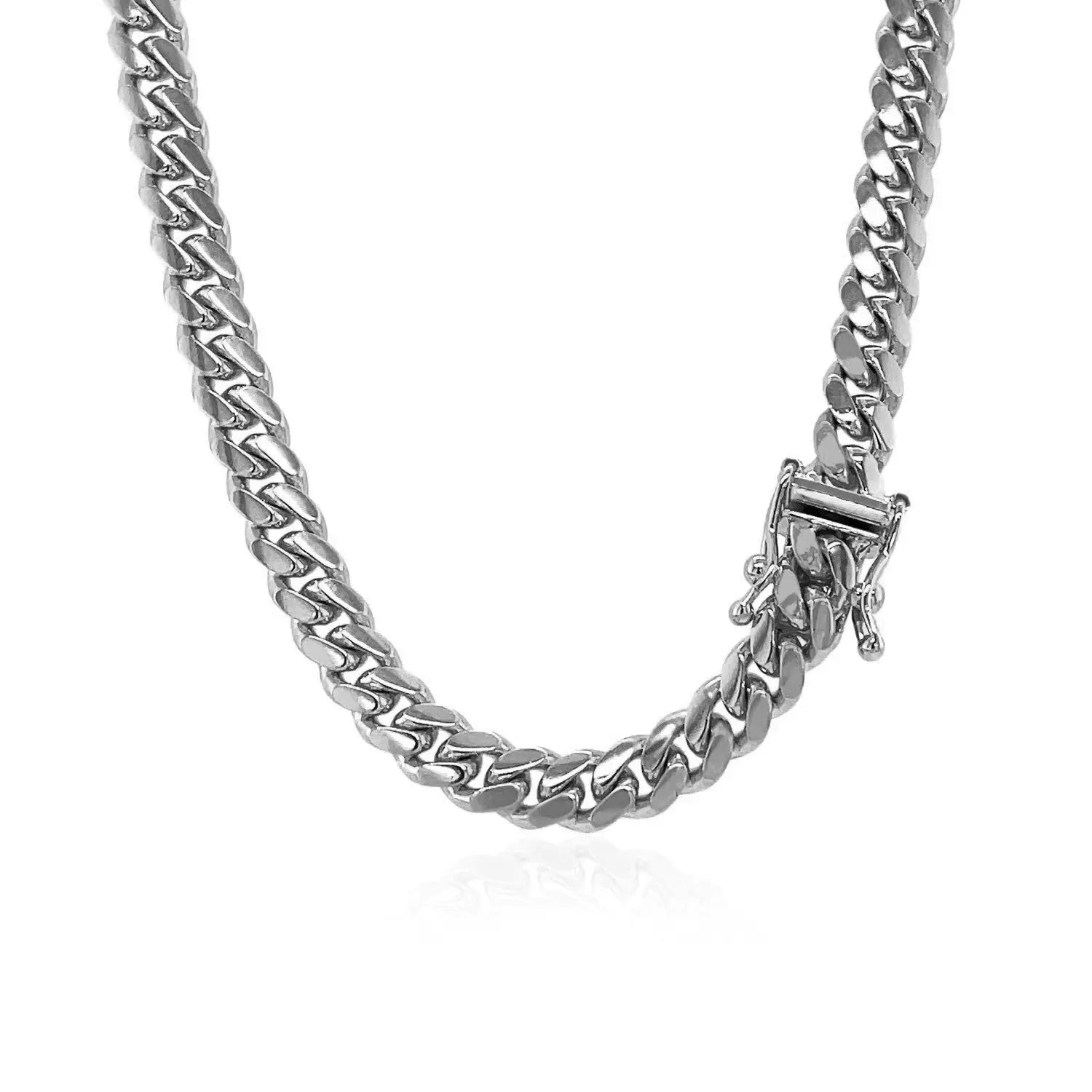 14k White Gold Classic Miami Cuban Solid Chain (5.00 mm) RCJ Chains  CELESTIA LUXE JEWELLERS