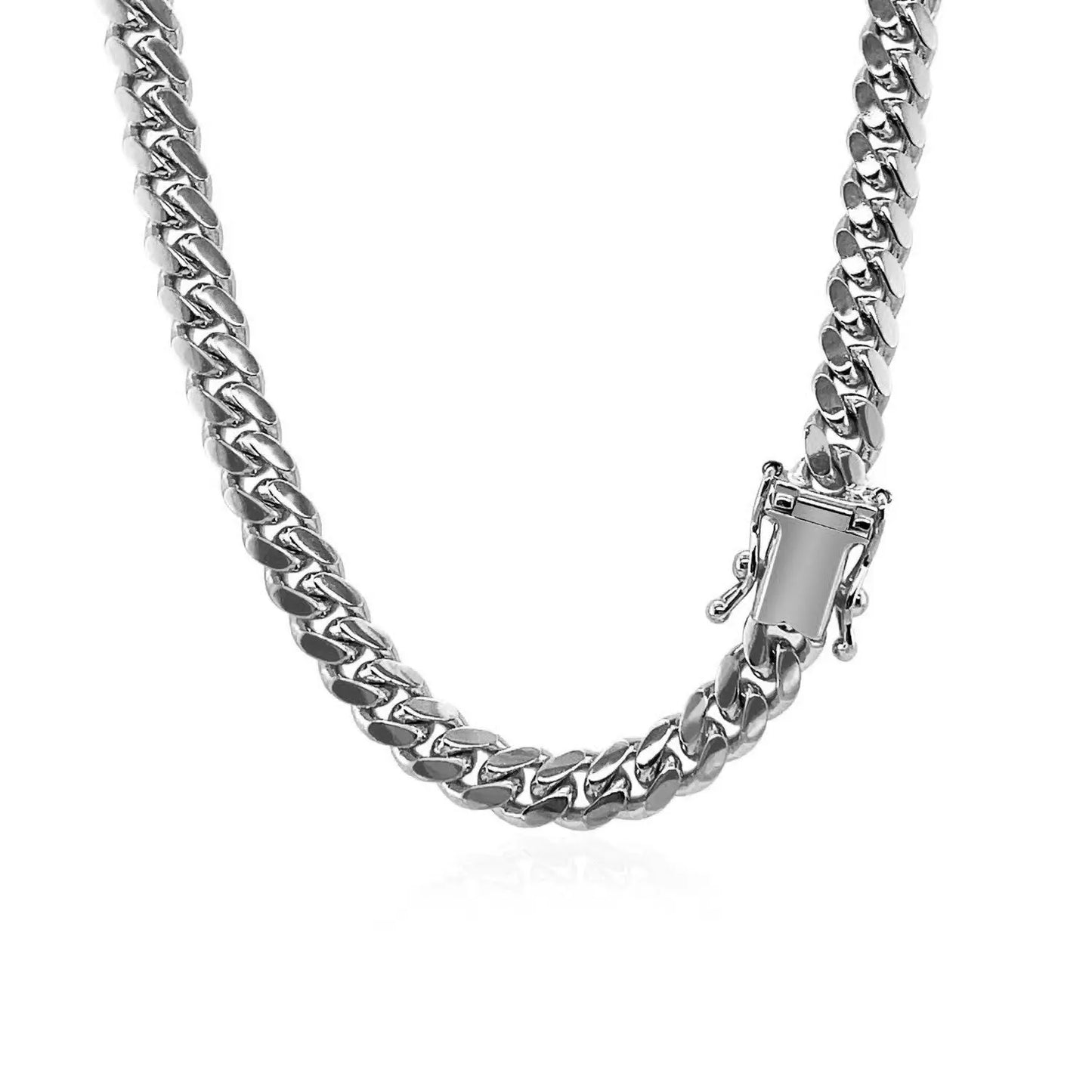 14k White Gold Classic Miami Cuban Solid Chain (5.00 mm) RCJ Chains  CELESTIA LUXE JEWELLERS