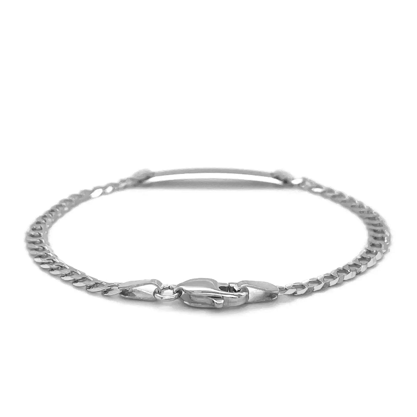 14k White Gold Curb Link Chain Polished Childrens ID Bracelet (3.00 mm) RCJ Bracelets  CELESTIA LUXE JEWELLERS
