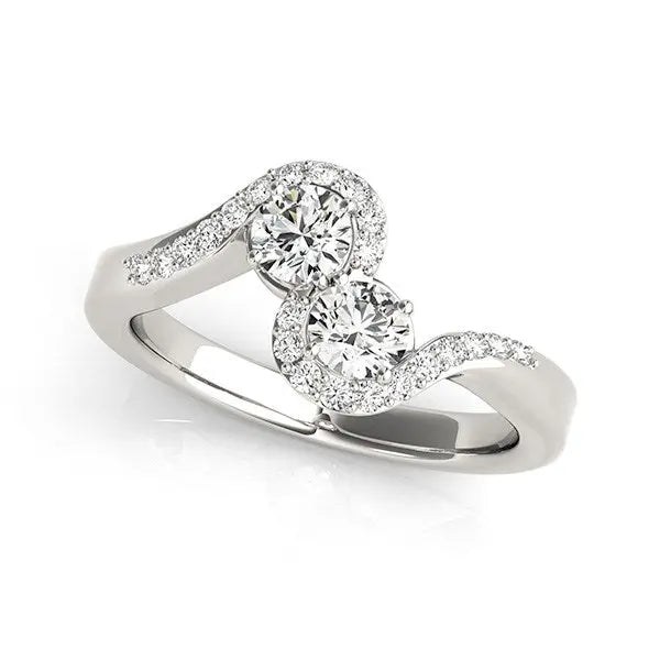 14k White Gold Curved Band Style Two Diamond Ring (5/8 cttw) RCJ Rings  CELESTIA LUXE JEWELLERS