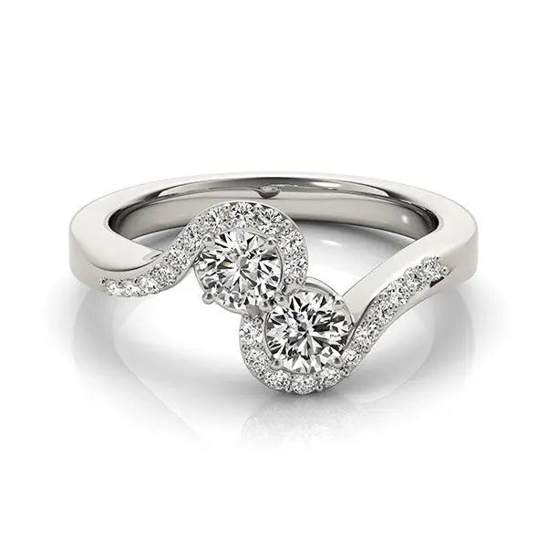14k White Gold Curved Band Style Two Diamond Ring (5/8 cttw) RCJ Rings  CELESTIA LUXE JEWELLERS