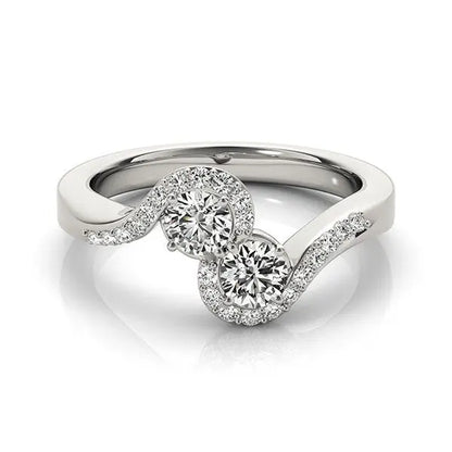 14k White Gold Curved Band Style Two Diamond Ring (5/8 cttw) RCJ Rings  CELESTIA LUXE JEWELLERS