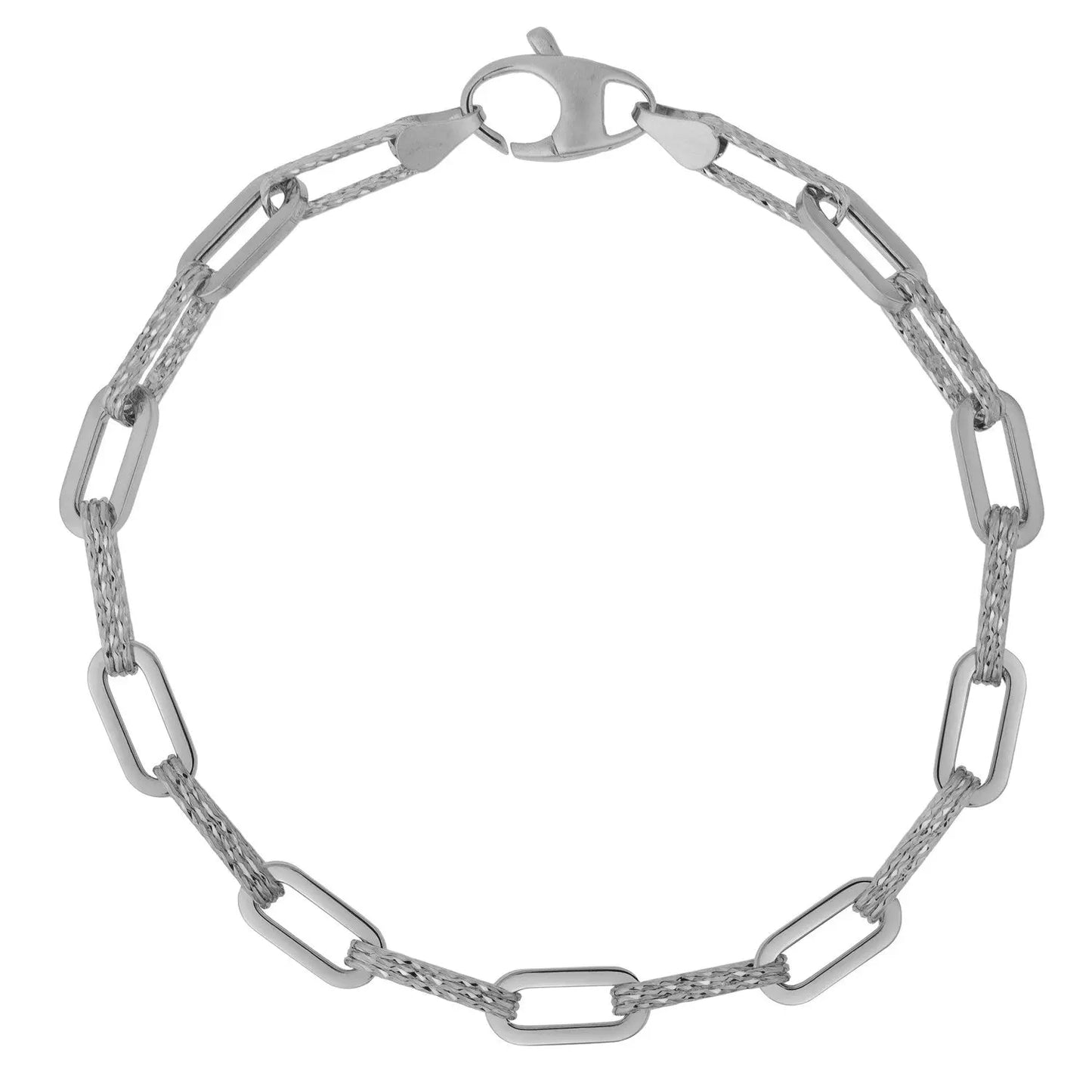 14k White Gold Diamante Paperclip Chain Bracelet (4.00 mm) RCJ Bracelets  CELESTIA LUXE JEWELLERS