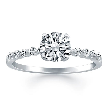 14k White Gold Diamond Engagement Ring with Shared Prong Diamond Accents RCJ Rings  CELESTIA LUXE JEWELLERS