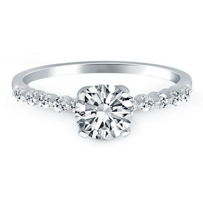14k White Gold Diamond Engagement Ring with Shared Prong Diamond Accents RCJ Rings  CELESTIA LUXE JEWELLERS