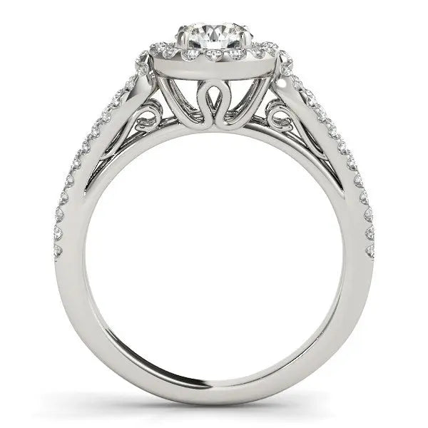 14k White Gold Diamond Engagement Ring with Teardrop Split Shank (7/8 cttw) RCJ Rings  CELESTIA LUXE JEWELLERS