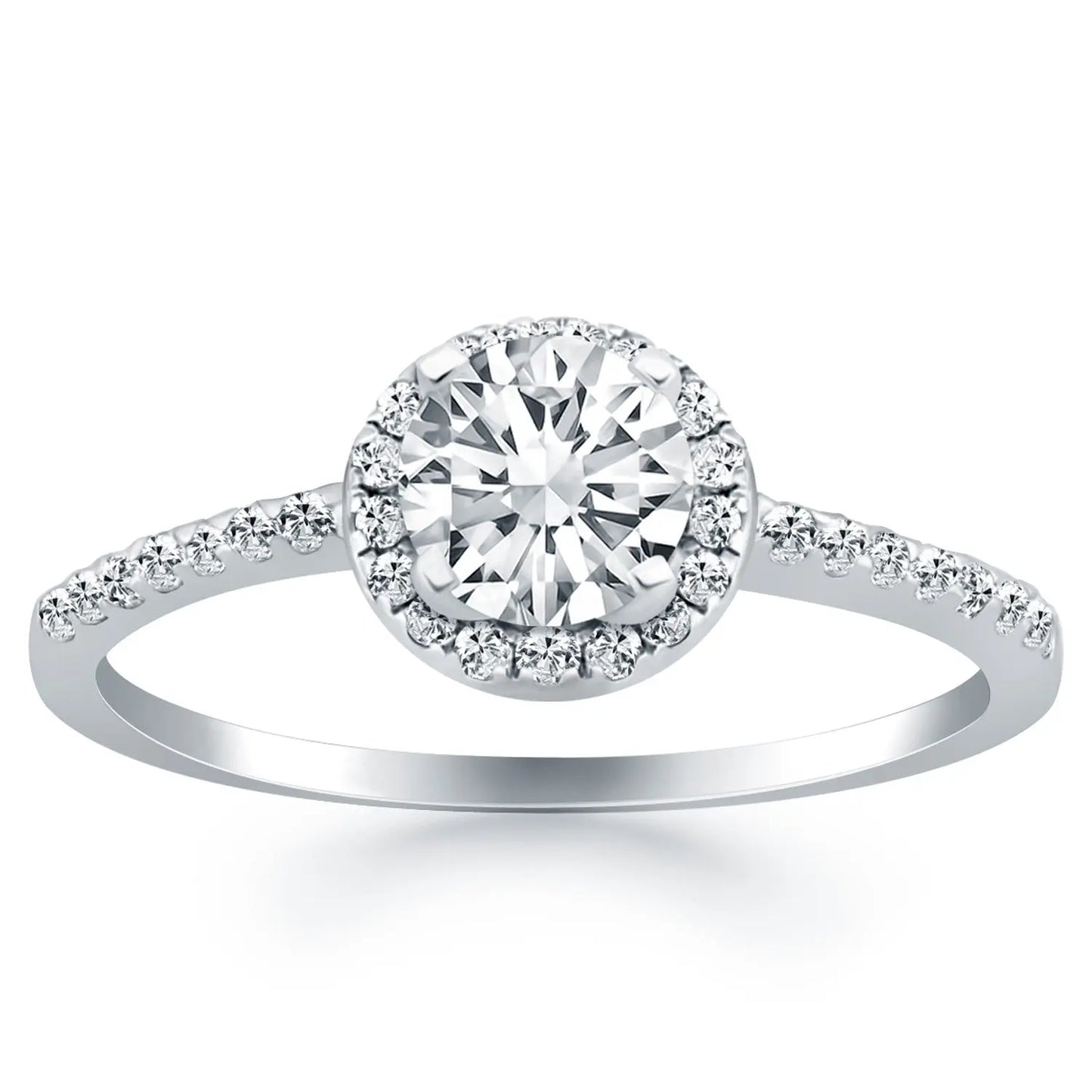 14k White Gold Diamond Halo Collar Engagement Ring RCJ Rings  CELESTIA LUXE JEWELLERS