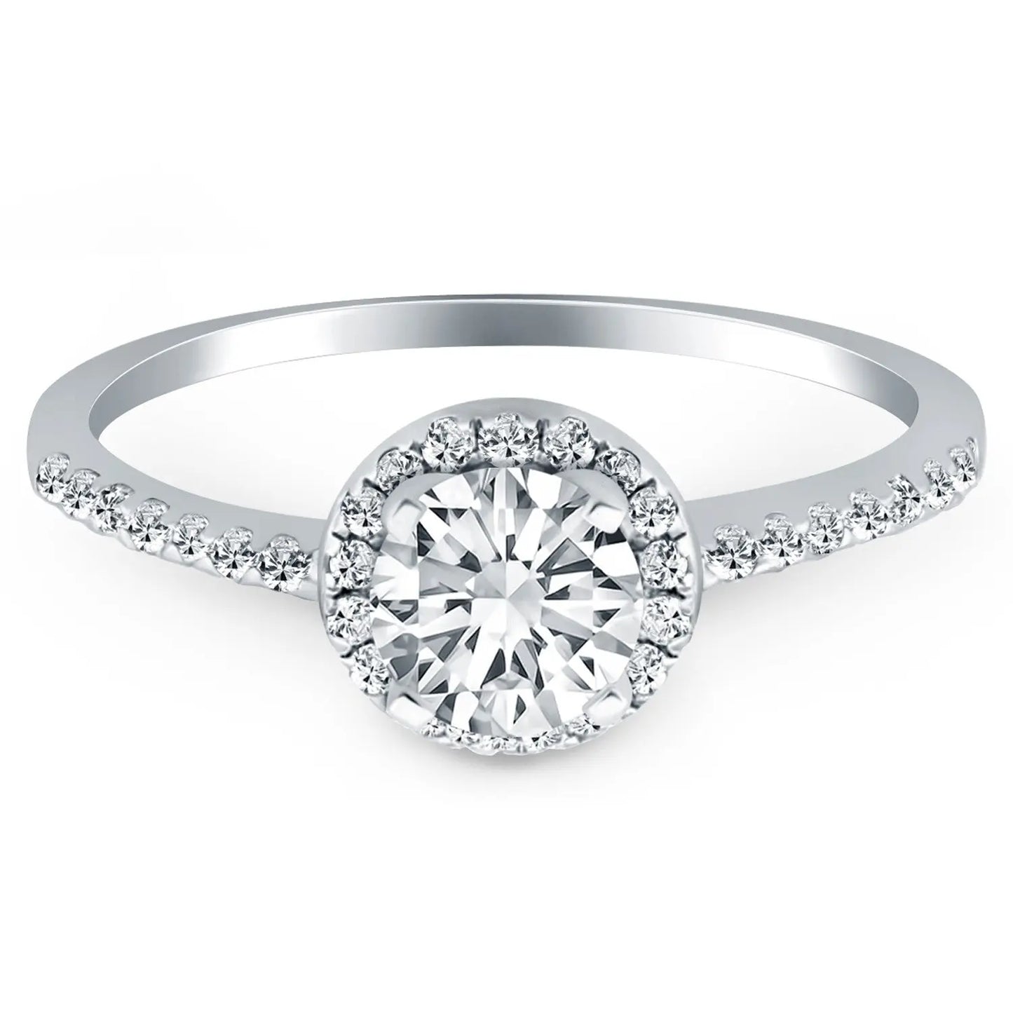 14k White Gold Diamond Halo Collar Engagement Ring RCJ Rings  CELESTIA LUXE JEWELLERS