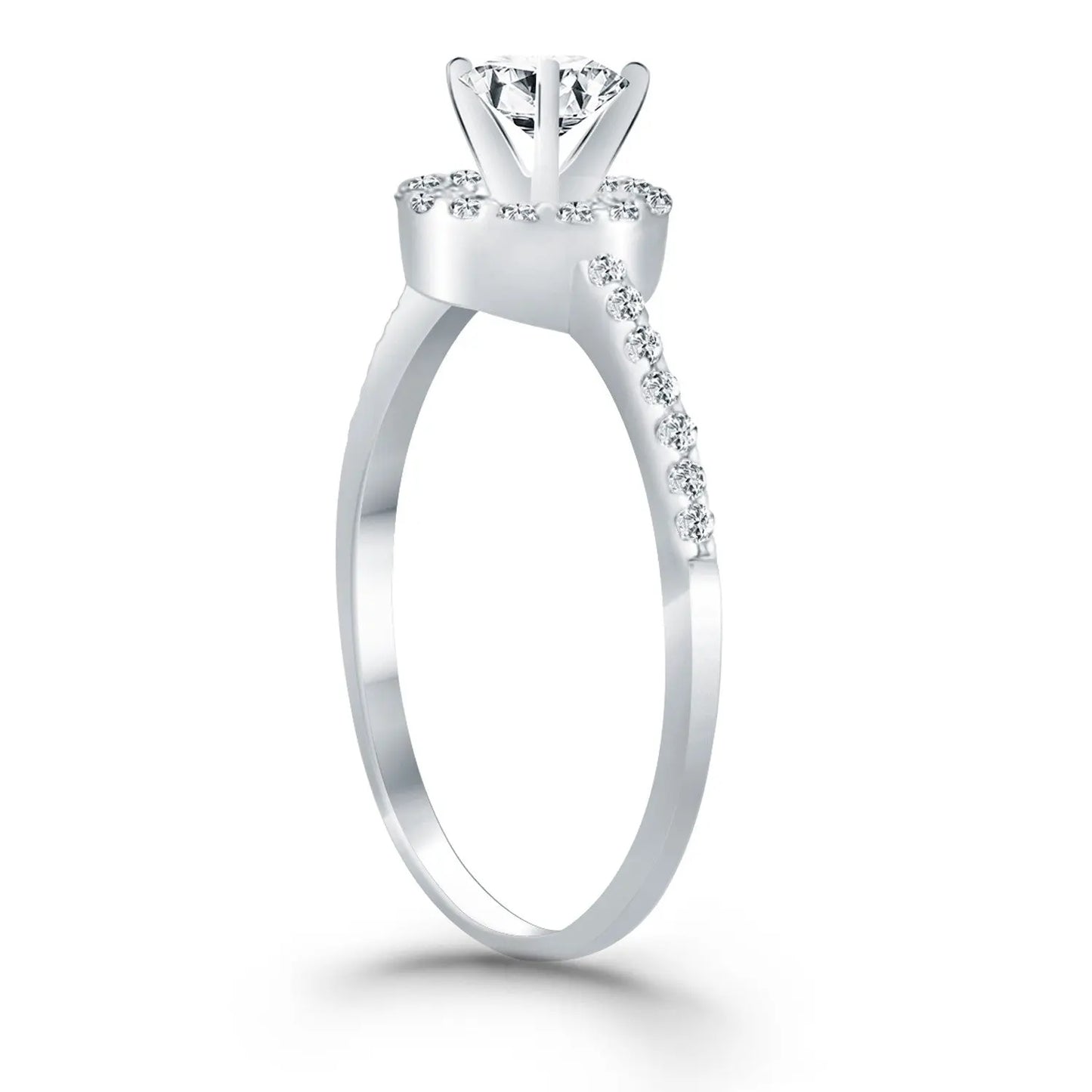 14k White Gold Diamond Halo Collar Engagement Ring RCJ Rings  CELESTIA LUXE JEWELLERS