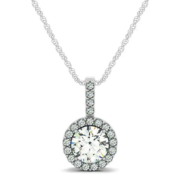 14k White Gold Diamond Halo Round Style Pendant (5/8 cttw) RCJ Necklaces  CELESTIA LUXE JEWELLERS