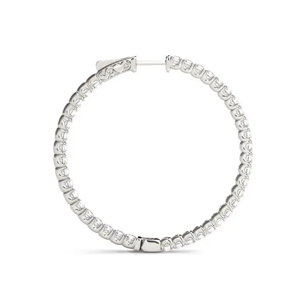 14k White Gold Diamond Hoop Earrings with Shared Prong Setting (2 cttw) RCJ Earrings  CELESTIA LUXE JEWELLERS