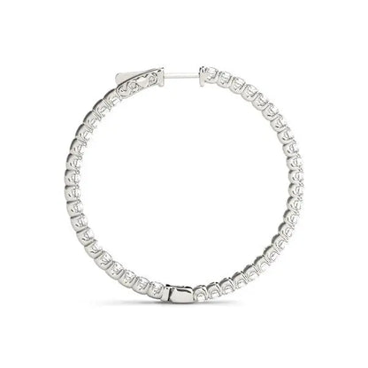 14k White Gold Diamond Hoop Earrings with Shared Prong Setting (2 cttw) RCJ Earrings  CELESTIA LUXE JEWELLERS