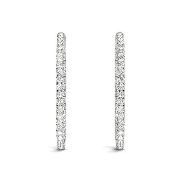14k White Gold Diamond Hoop Earrings with Shared Prong Setting (2 cttw) RCJ Earrings  CELESTIA LUXE JEWELLERS