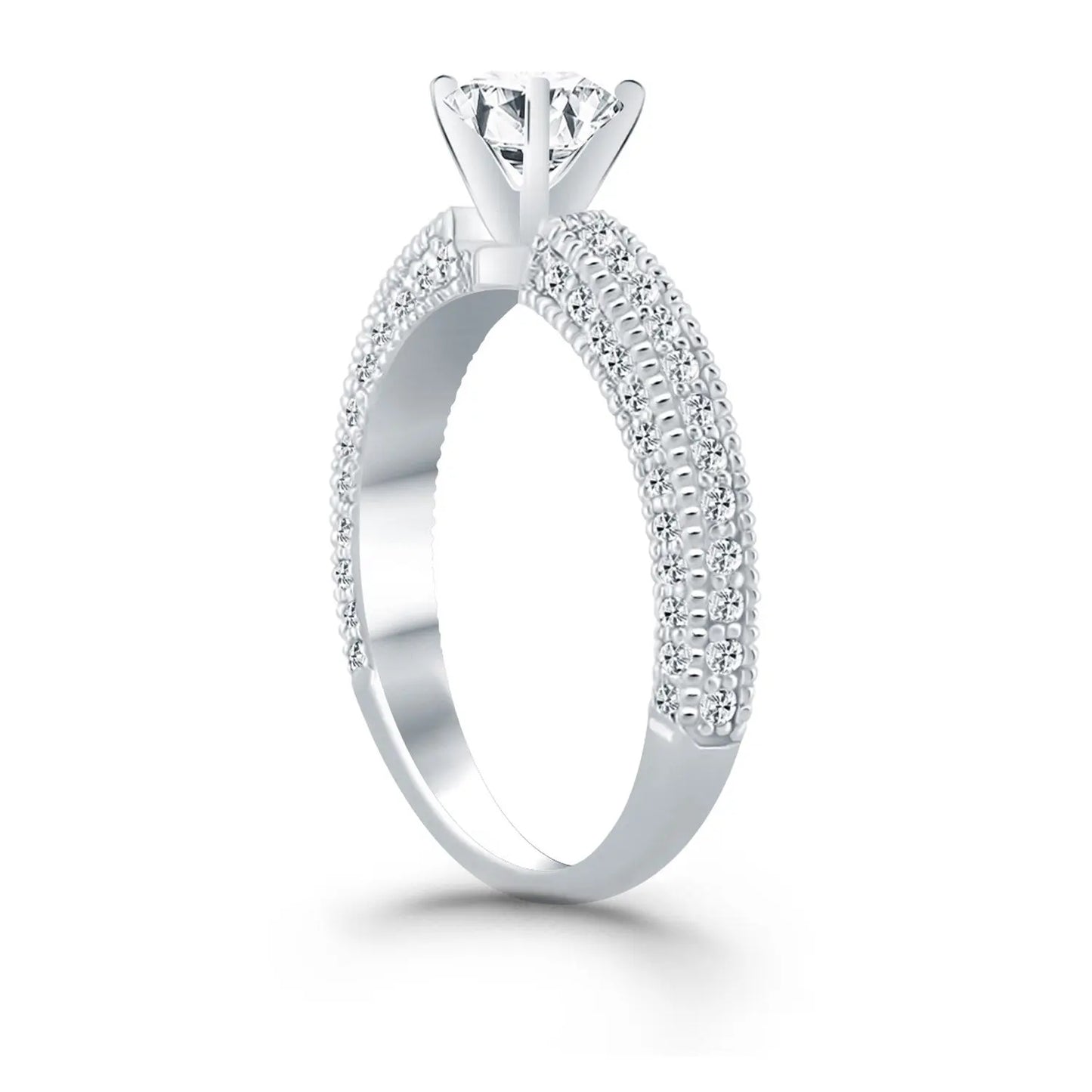 14k White Gold Diamond Micropave Milgrain Engagement Ring RCJ Rings  CELESTIA LUXE JEWELLERS