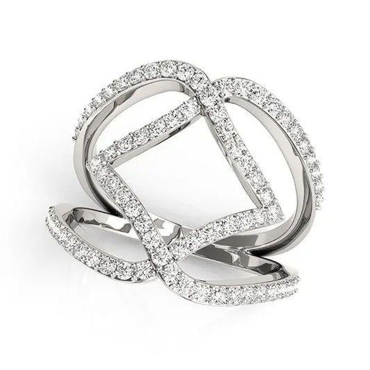 14k White Gold Entwined Design Diamond Dual Band Ring (3/4 cttw) RCJ Rings  CELESTIA LUXE JEWELLERS