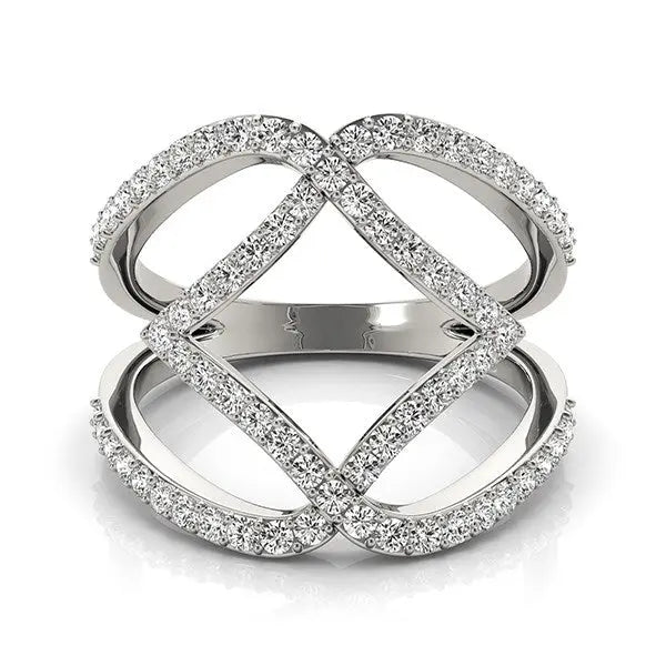 14k White Gold Entwined Design Diamond Dual Band Ring (3/4 cttw) RCJ Rings  CELESTIA LUXE JEWELLERS