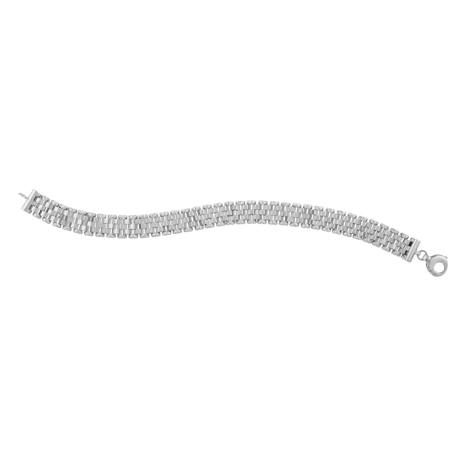 14k White Gold Faceted Panther Link Chain Bracelet RCJ Bracelets  CELESTIA LUXE JEWELLERS