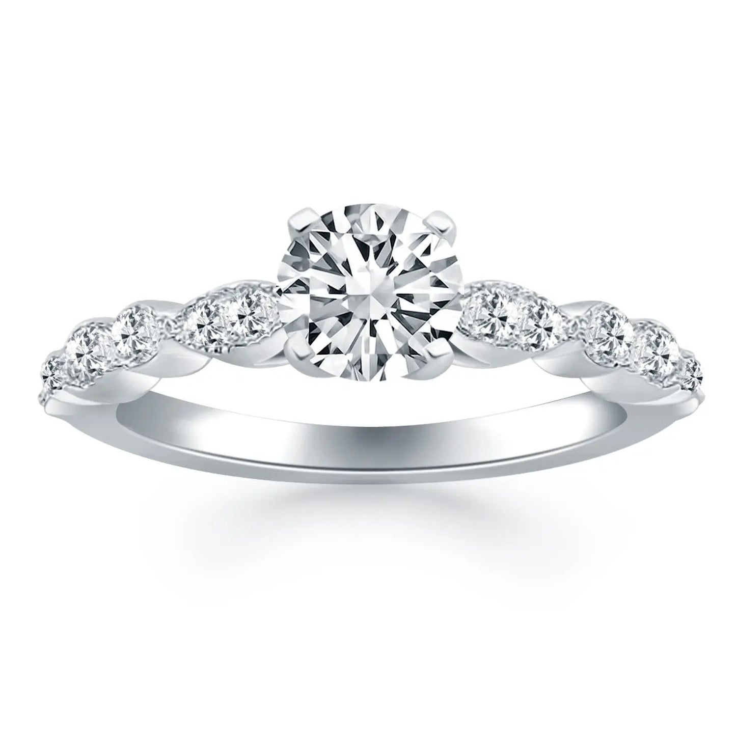 14k White Gold Fancy Shaped Diamond Engagement Ring RCJ Rings  CELESTIA LUXE JEWELLERS